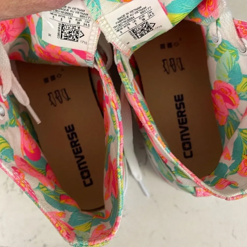 Converse Chuck Taylor All Star Canvas UNISEX HIGH TOP SHOE Neon Floral Rose 8